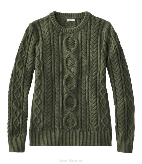 LLBean Heritage Soft Cotton Fisherman Sweater Women J46J4934 Clothing Dusty Olive Heather