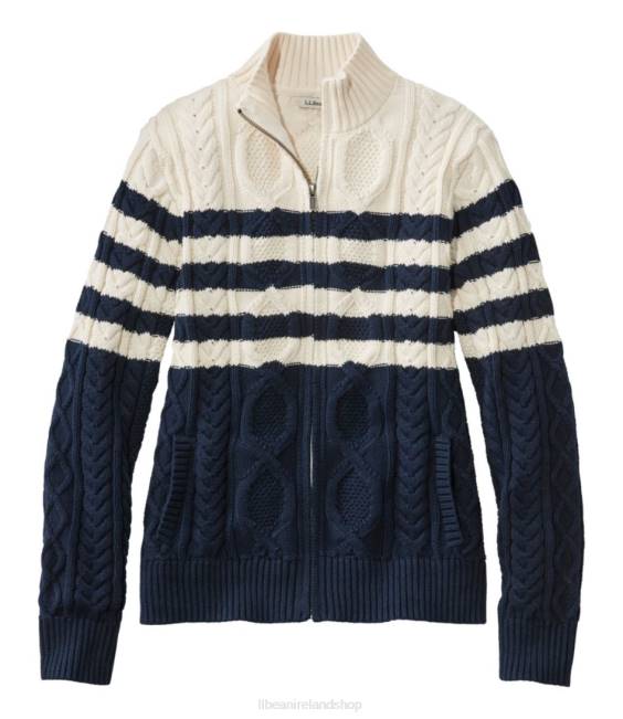 LLBean Heritage Soft Cotton Fisherman Sweater Women J46J762 Clothing Classic Navy Stripe