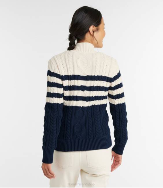 LLBean Heritage Soft Cotton Fisherman Sweater Women J46J762 Clothing Classic Navy Stripe