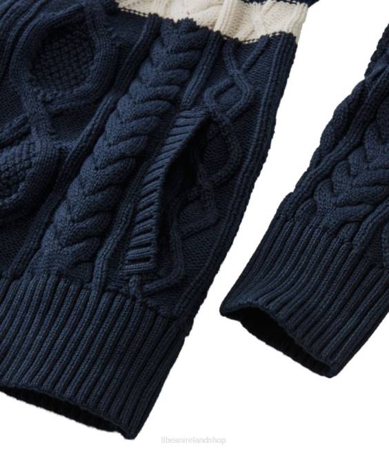LLBean Heritage Soft Cotton Fisherman Sweater Women J46J762 Clothing Classic Navy Stripe