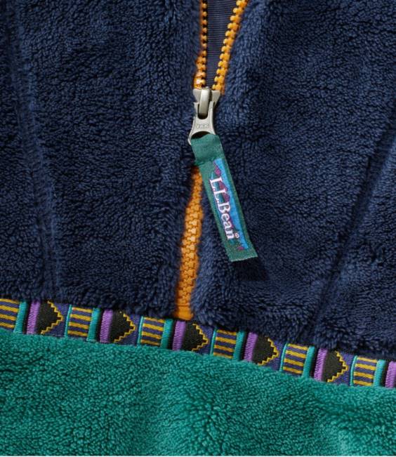 LLBean Hi-Pile Fleece Hooded Pullover Kids J46J3461 Outerwear Bright Navy/Warm Teal