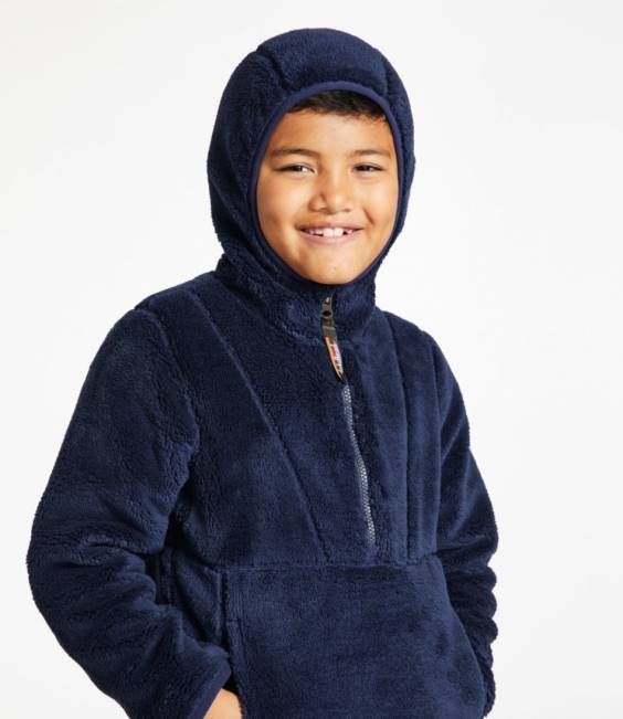 LLBean Hi-Pile Fleece Hooded Pullover Kids J46J652 Outerwear Wild Aster