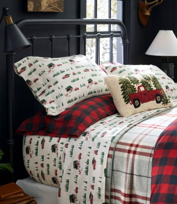 LLBean Holiday Flannel Sheet Set Unisex J46J2540 Bedding Sea Salt