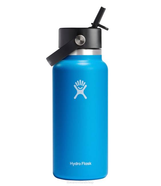 LLBean Hydro Flask Wide Mouth Water Bottle with Flex Straw Cap Unisex J46J1601 Outdoor Accessories Pacific