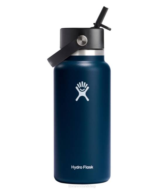 LLBean Hydro Flask Wide Mouth Water Bottle with Flex Straw Cap Unisex J46J6157 Outdoor Accessories Indigo