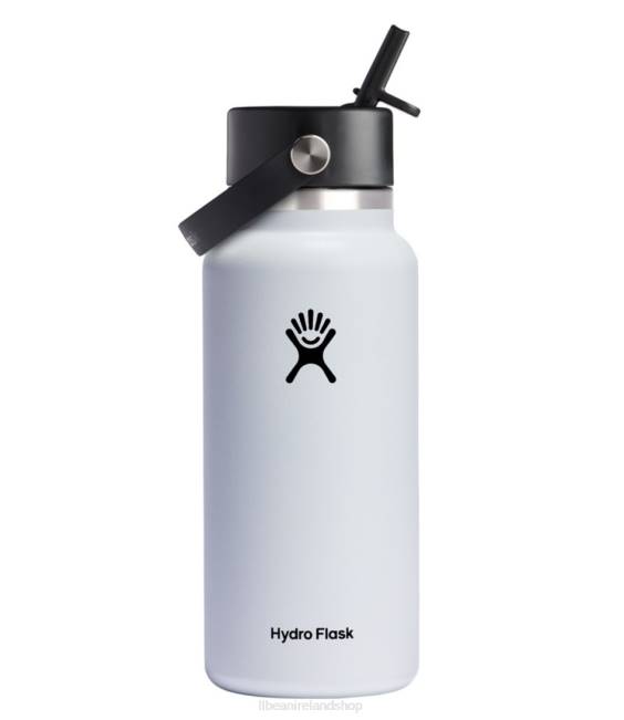 LLBean Hydro Flask Wide Mouth Water Bottle with Flex Straw Cap Unisex J46J7229 Outdoor Accessories White