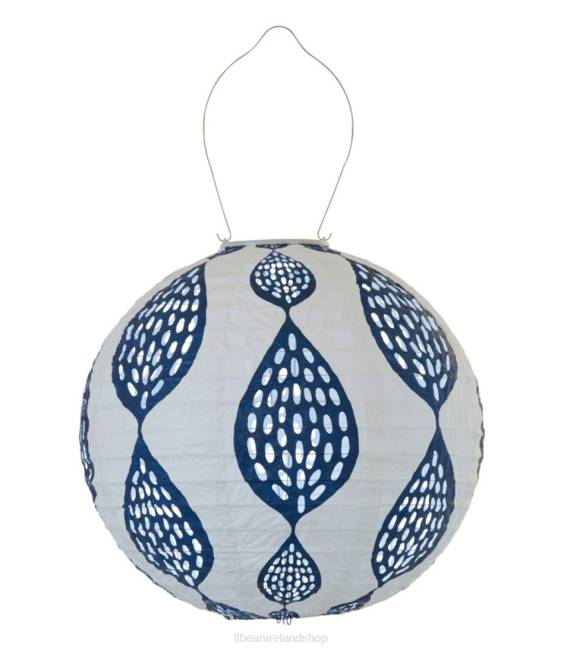 LLBean Indigo Leaf Print Solar Lantern Unisex J46J2788 Backyard  Patio Indigo/White