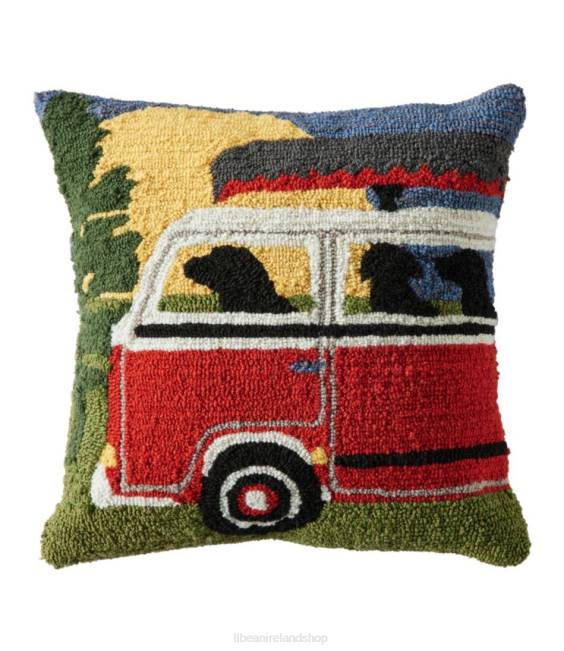 LLBean Indoor/Outdoor Hooked Pillow Dog Bus Unisex J46J2734 Home Decor Multi