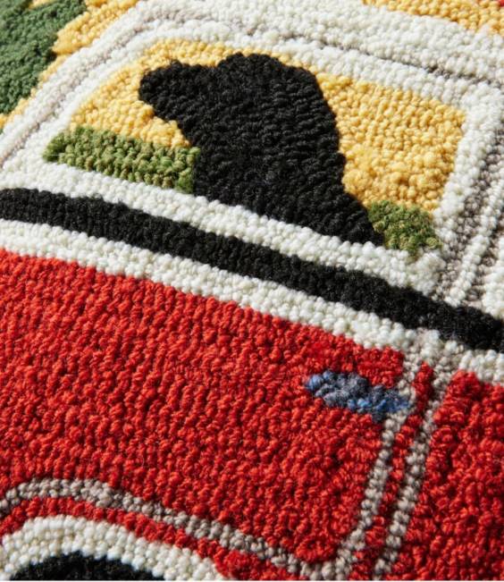 LLBean Indoor/Outdoor Hooked Pillow Dog Bus Unisex J46J2734 Home Decor Multi