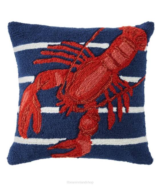 LLBean Indoor/Outdoor Hooked Pillow Lobster Unisex J46J2741 Home Decor Multi