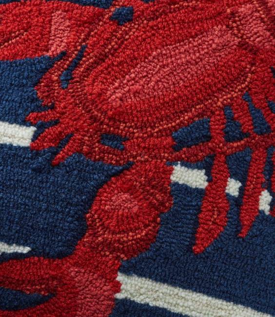 LLBean Indoor/Outdoor Hooked Pillow Lobster Unisex J46J2741 Home Decor Multi