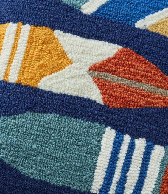 LLBean Indoor/Outdoor Hooked Pillow Paddles Unisex J46J2696 Home Decor Multi