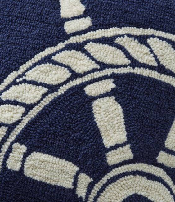 LLBean Indoor/Outdoor Hooked Pillow Ship Wheel Unisex J46J2771 Home Decor Multi