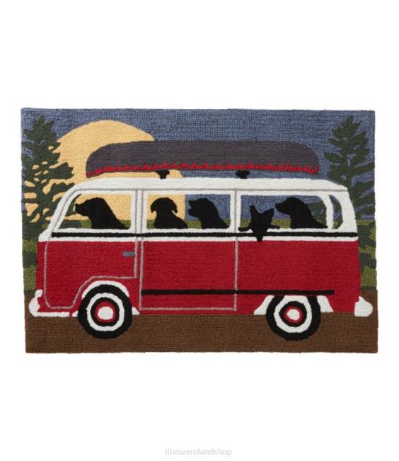 LLBean Indoor/Outdoor Vacationland Rug Dog Bus Unisex J46J2690 Home Goods Multi