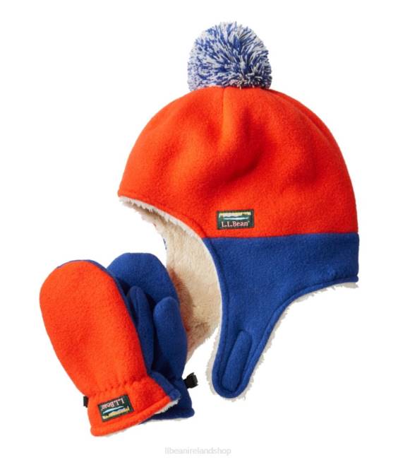 LLBean Infants and Mountain Classic Fleece Hat and Mitten Set Kids J46J5053 Clothing Orange