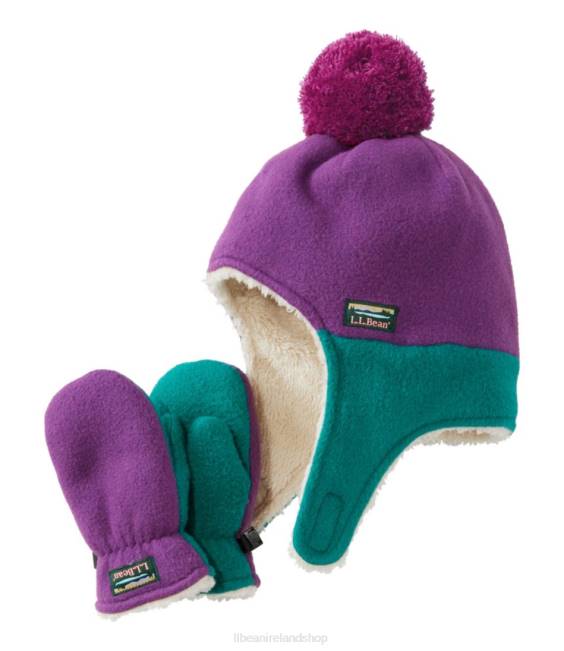 LLBean Infants and Mountain Classic Fleece Hat and Mitten Set Kids J46J6651 Clothing Purple Horizon