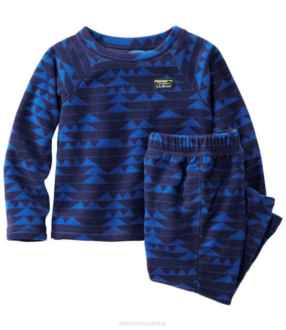 LLBean Infantsand Fitness Fleece Long-Sleeve Tee/Pants Set Kids J46J102 Clothing Deep Sapphire/Mountain Print