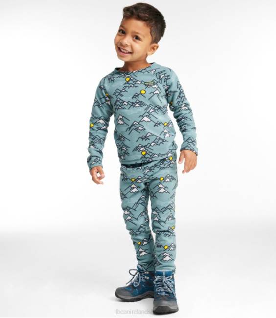 LLBean Infants\and Fitness Fleece Long-Sleeve Tee/Pants Set Kids J46J102 Clothing Deep Sapphire/Mountain Print