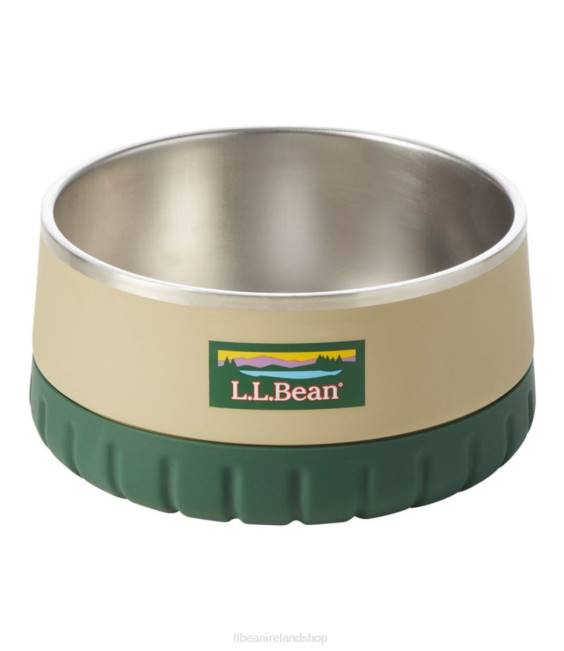 LLBean Insulated Dog Bowl Unisex J46J1579 Home Goods Coastal Sand/Camp Green