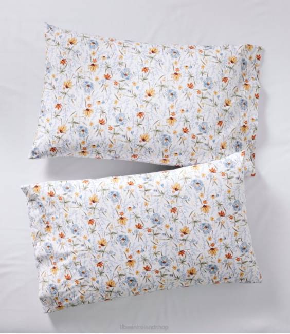 LLBean Jess Franks Print Percale Sheet Set Collection Unisex J46J2537 Bedding White