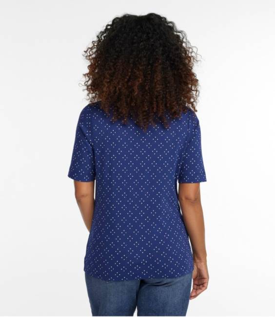 LLBean Jewelneck Tee Women J46J4645 Clothing Sailcloth Medallion Dot