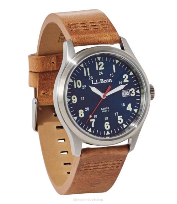 LLBean Katahdin 42mm Field Watch Unisex J46J3907 Outdoor Accessories Blue/Tan