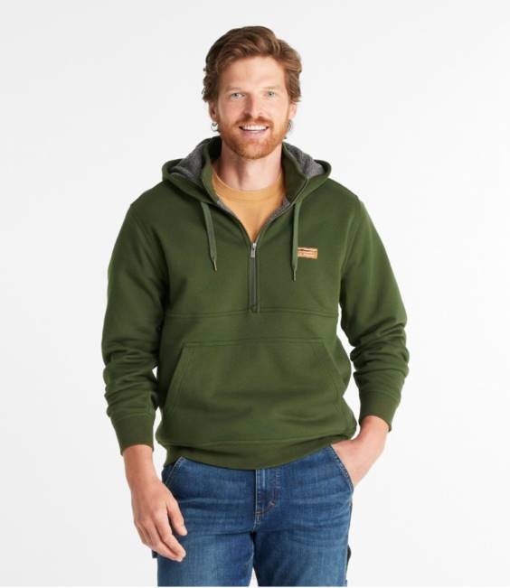 LLBean Katahdin Iron Works Half-Zip Sweatshirt Men J46J4973 Clothing Ink Black