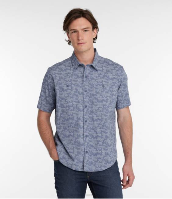 LLBean Lakewashed Camp Shirt Men J46J5983 Clothing Baked Clay Geo