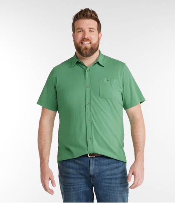 LLBean Lakewashed Organic Cotton Button-Front Shirt Men J46J4760 Clothing Clover