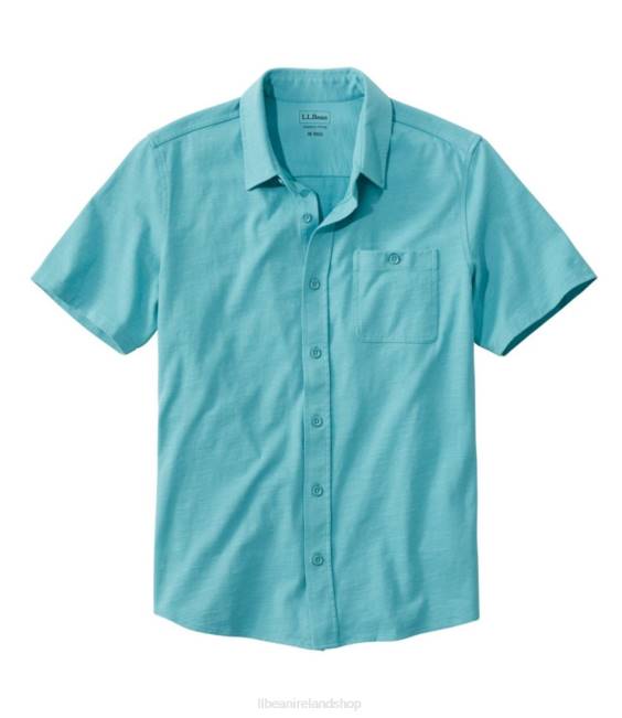 LLBean Lakewashed Organic Cotton Button-Front Shirt Men J46J5803 Clothing Sea Blue