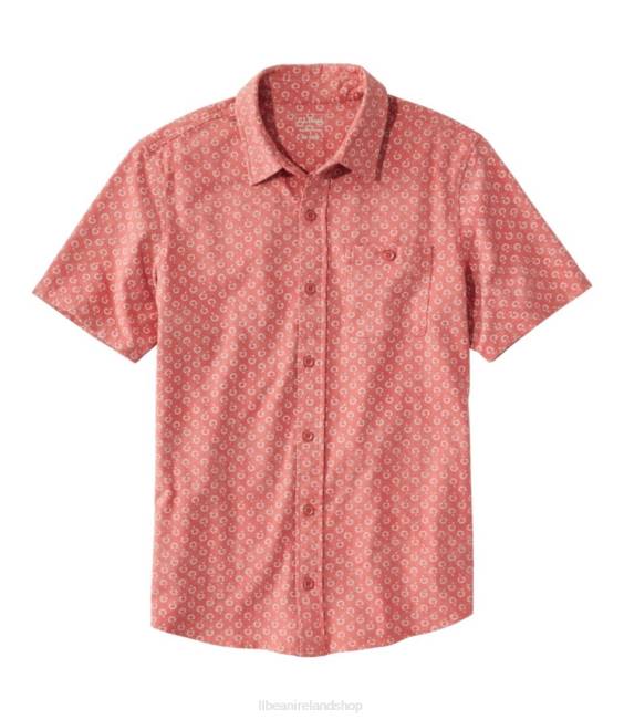 LLBean Lakewashed Organic Cotton Button-Front Shirt Men J46J5985 Clothing Mineral Red Geo