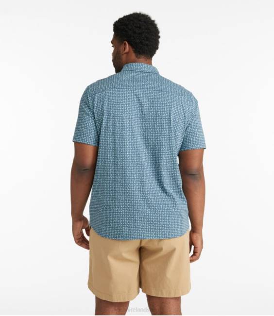 LLBean Lakewashed Organic Cotton Button-Front Shirt Men J46J5985 Clothing Mineral Red Geo