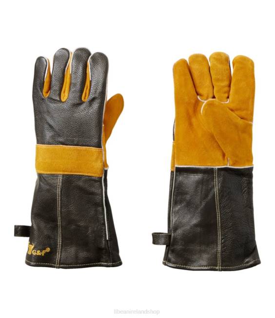 LLBean Leather Fireplace Gloves Unisex J46J2703 Home Decor Black/Yellow