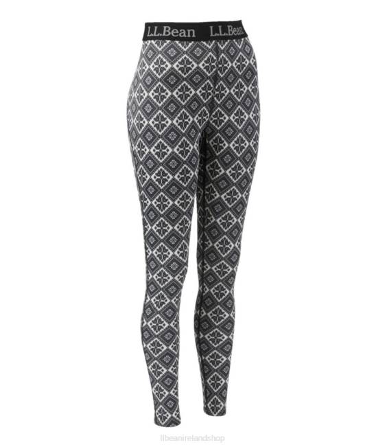 LLBean Lightweight Base Layer Pants Women J46J604 Clothing Dark Black Scandinavian Print