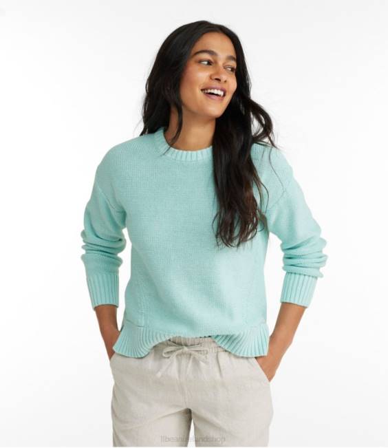 LLBean Linen/Cotton Pullover Sweater Women J46J4817 Clothing Pale Turquoise