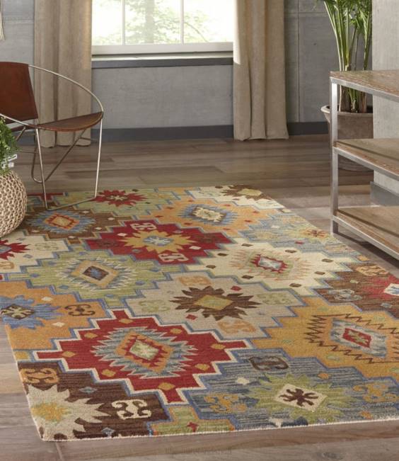 LLBean Lodge Wool Hooked Rug Unisex J46J2837 Home Goods Lodge Multi