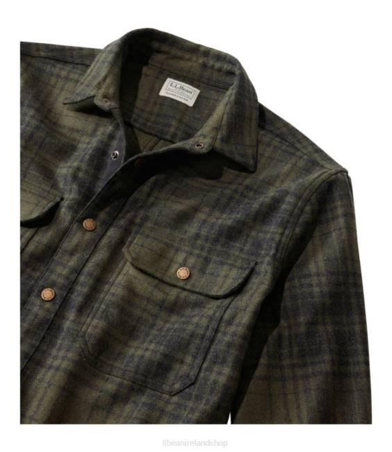 LLBean Maine Guide Lightweight Merino Wool Flannel Shirt Men J46J158 Outdoor Equipment Barley Plaid