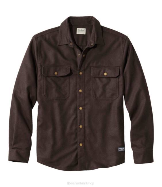 LLBean Maine Guide Merino Wool Flannel Shirt Men J46J3032 Outdoor Equipment Slate Brown