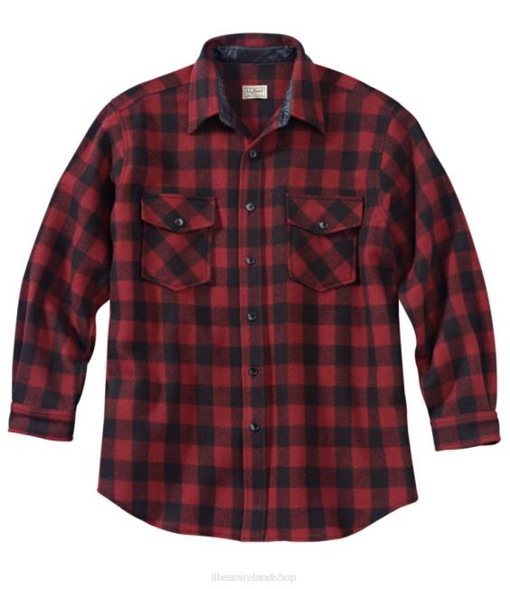 LLBean Maine Guide Shirt Men J46J5333 Outdoor Equipment Red/Black