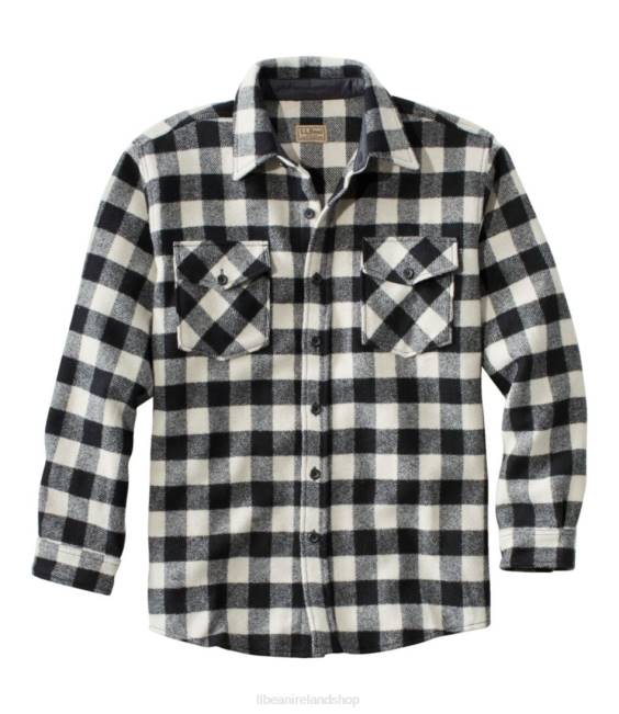 LLBean Maine Guide Shirt Men J46J6169 Outdoor Equipment Cream/Black