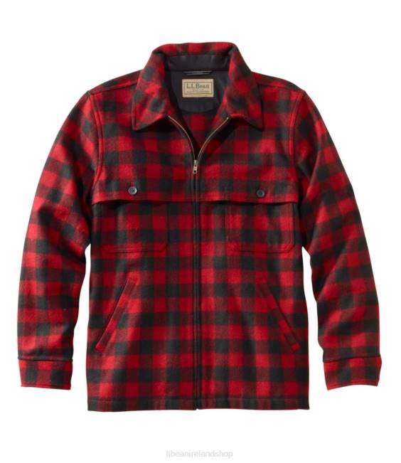 LLBean Maine Guide Zip-Front Jac-Shirt Men J46J6082 Outerwear Red/Black