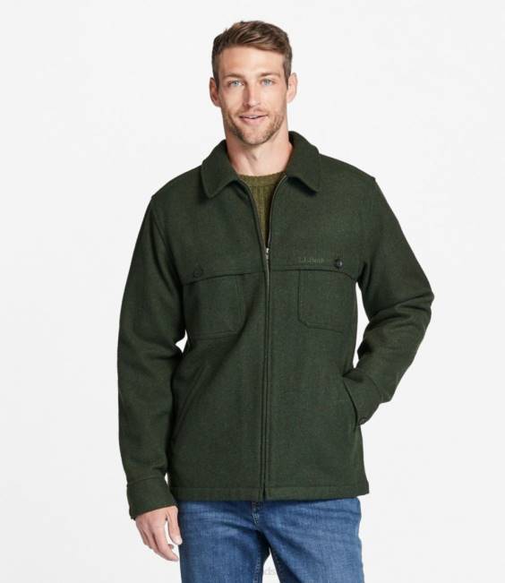 LLBean Maine Guide Zip-Front Jac-Shirt Men J46J921 Outerwear Loden