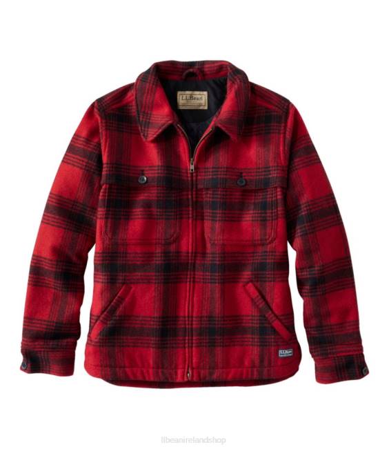 LLBean Maine Guide Zip Front Jac-Shirt with Primaloft Women J46J2112 Outdoor Equipment Deep Red Plaid