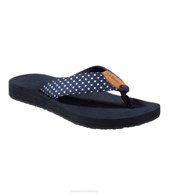LLBean Maine Isle Flip-Flops Women J46J5167 Footwear Darkest Navy/White Dot