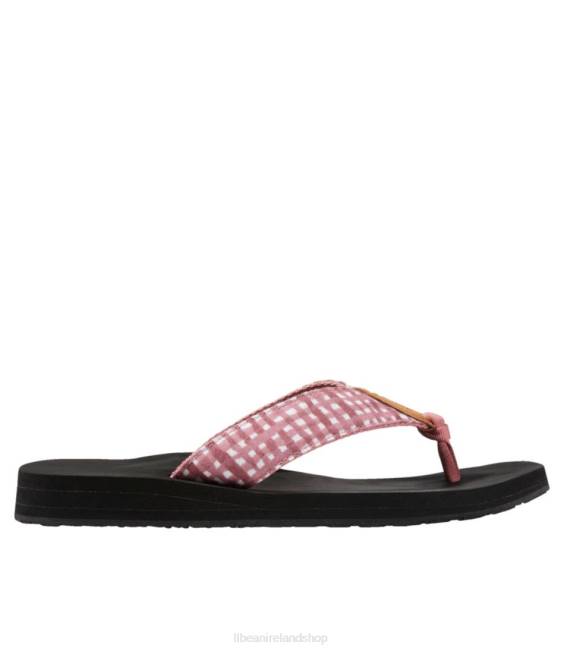 LLBean Maine Isle Flip-Flops Women J46J981 Footwear Mineral Red Gingham