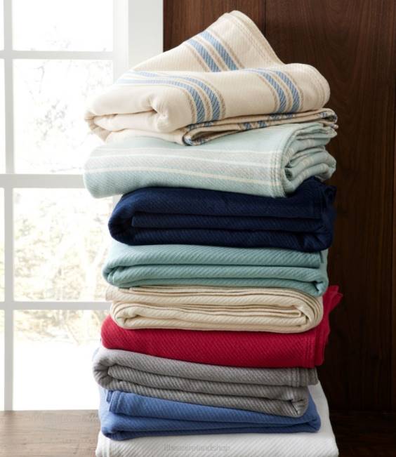 LLBean Maine Twill Blanket Unisex J46J6790 Bedding Mid-Blue