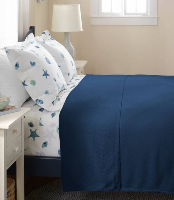 LLBean Maine Twill Blanket Unisex J46J6790 Bedding Mid-Blue