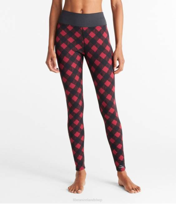 LLBean Midweight Base Layer Pants Women J46J808 Clothing Dark Red Buffalo Plaid