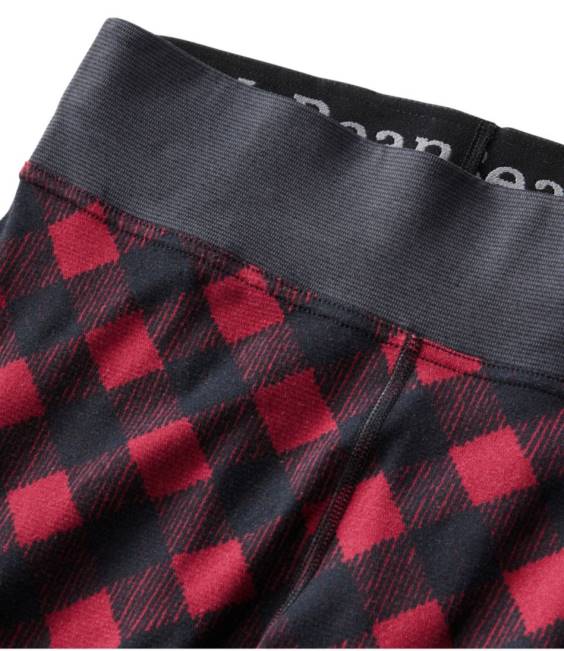 LLBean Midweight Base Layer Pants Women J46J808 Clothing Dark Red Buffalo Plaid