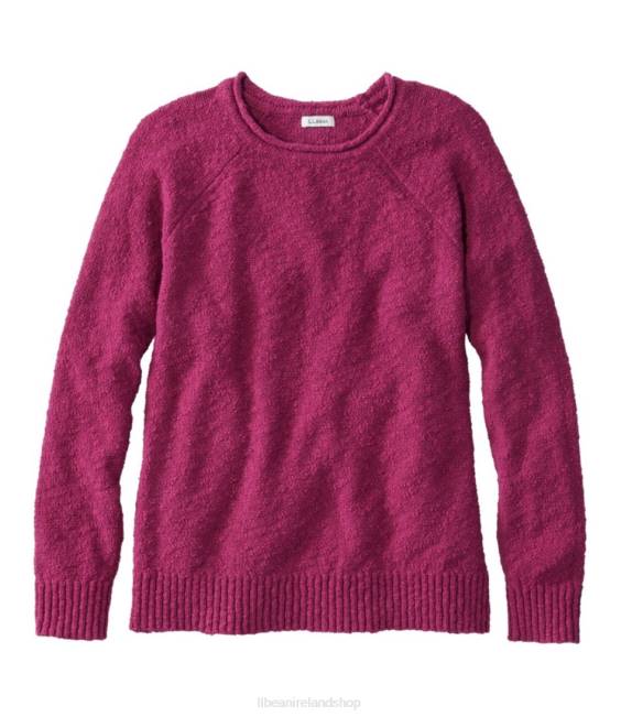 LLBean Midweight Cotton Slub Rollneck Pullover Women J46J2966 Clothing Rich Berry